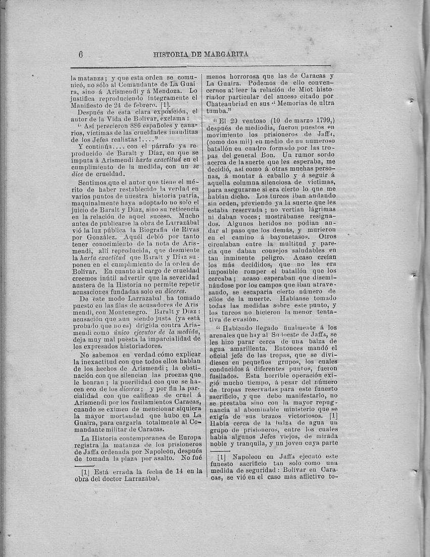 Historia de la Isla de Margarita, Notas, Pg. 6