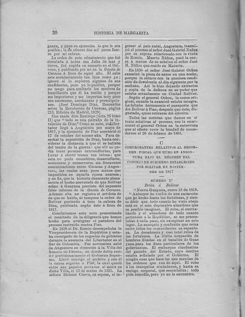 Historia de la Isla de Margarita, Notas, Pg. 30