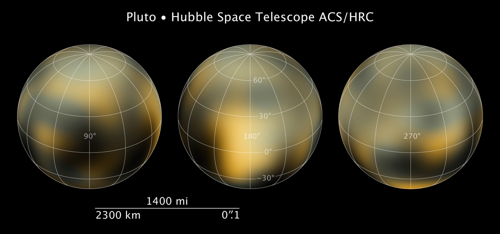 Nuevos Mapas del Hubble de Plutn Mostrando Cambios en su Superficie